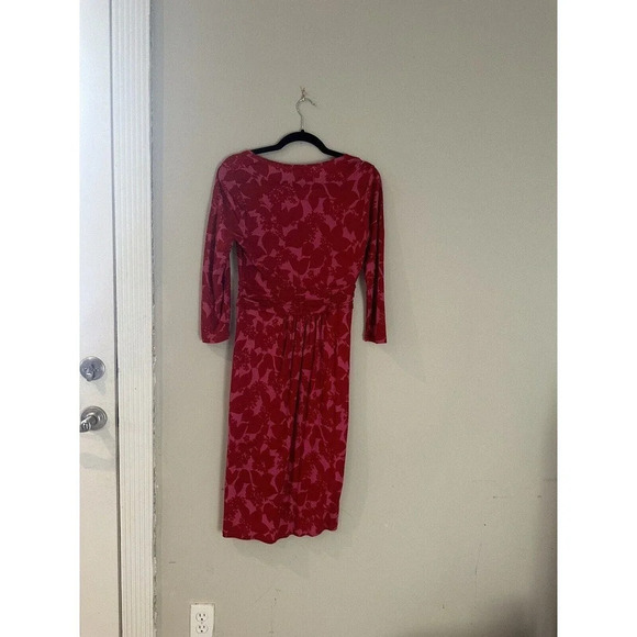 BODEN 100% LYOCELL RED AND PINK RUCHED WAIST JERSEY DRESS WH276 SZ 10R M0331 - Picture 6 of 7